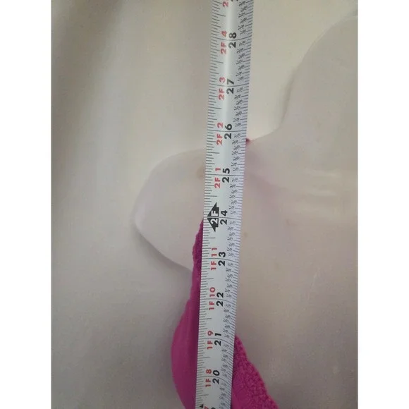 Kona Sol Womens Pink Crochet Trim V-Neck One Piece Swimsuit XL Halter Tie Back - Picture 7 of 7